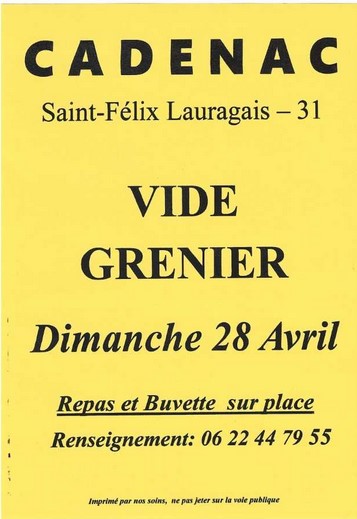 Vide grenier à Saint Félix, le dimanche 28 avril 2024
